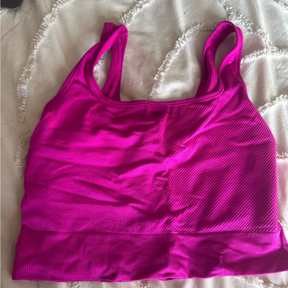 All in Motion Target vibrant pink square neck seamlesss ribbed cropped tank